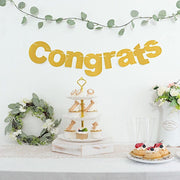 3 ft Glittered Congrats Paper Hanging Garland - Gold PAP_GRLD_009_GRATS_GD