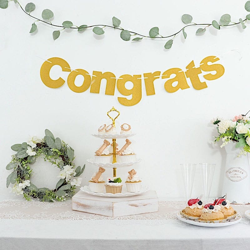 3 ft Glittered Congrats Paper Hanging Garland - Gold PAP_GRLD_009_GRATS_GD
