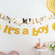 3 ft Glittered It's A Boy Paper Gender Reveal Hanging Garland - Gold PAP_GRLD_009_BOY_GD