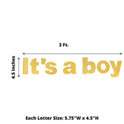 3 ft Glittered It's A Boy Paper Gender Reveal Hanging Garland - Gold PAP_GRLD_009_BOY_GD