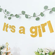 3 ft Glittered It's A Girl Paper Gender Reveal Hanging Garland - Gold PAP_GRLD_009_GIRL_GD