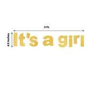 3 ft Glittered It's A Girl Paper Gender Reveal Hanging Garland - Gold PAP_GRLD_009_GIRL_GD