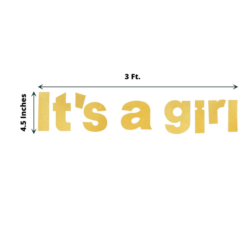 3 ft Glittered It's A Girl Paper Gender Reveal Hanging Garland - Gold PAP_GRLD_009_GIRL_GD