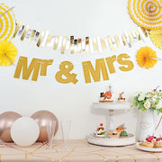 3 ft Glittered Mr & Mrs Paper Wedding Hanging Garland - Gold PAP_GRLD_009_MRS_GD