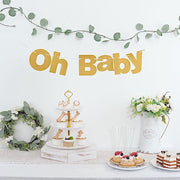 3 ft Glittered Oh Baby Paper Baby Shower Hanging Garland - Gold PAP_GRLD_009_BABY_GD