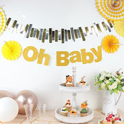 3 ft Glittered Oh Baby Paper Baby Shower Hanging Garland - Gold PAP_GRLD_009_BABY_GD
