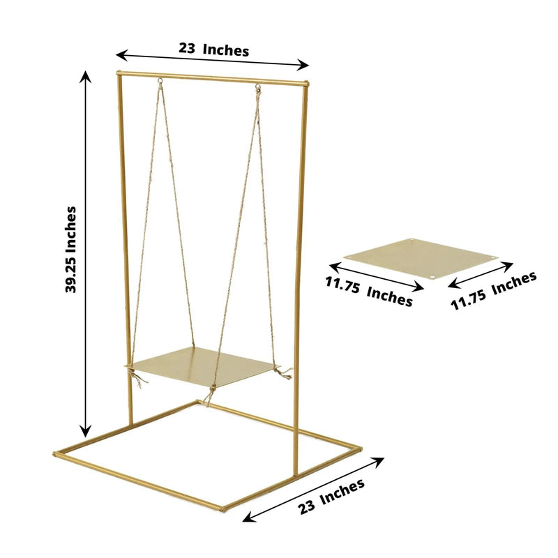 3 ft Swing Metal Cake Stand Hanging Dessert Display Centerpiece - Gold CAKE_STND_SWING01_GOLD