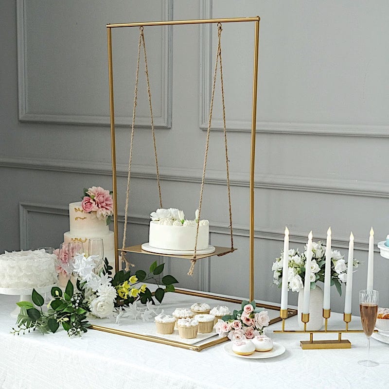 3 ft Swing Metal Cake Stand Hanging Dessert Display Centerpiece - Gold CAKE_STND_SWING01_GOLD