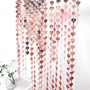 3 ft x 6.5 ft Metallic Heart Foil Tassels Fringe Backdrop Curtains