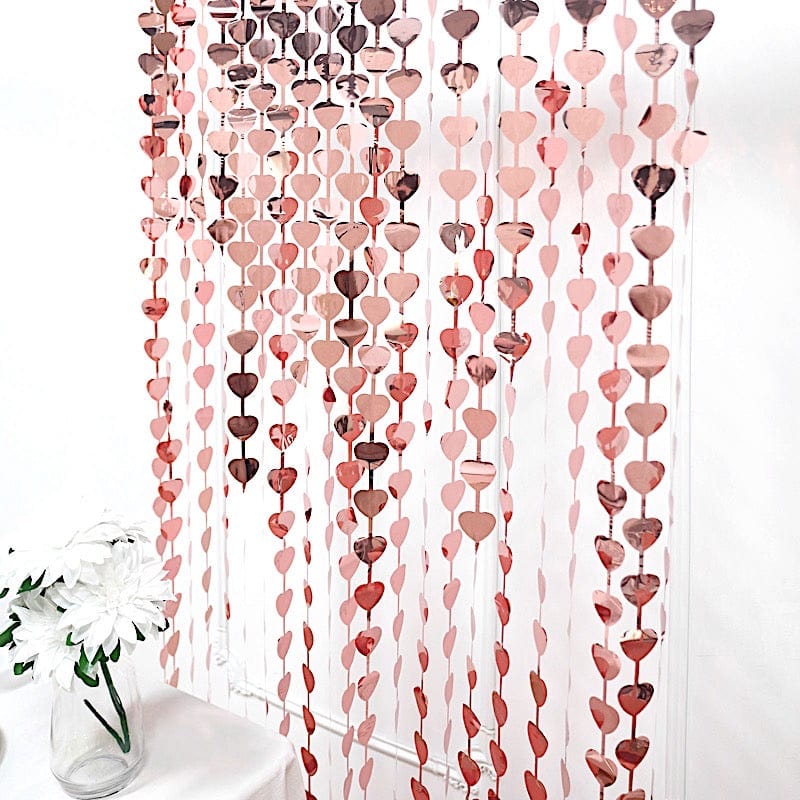 3 ft x 6.5 ft Metallic Heart Foil Tassels Fringe Backdrop Curtains