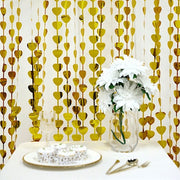 3 ft x 6.5 ft Metallic Heart Foil Tassels Fringe Backdrop Curtains