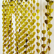 3 ft x 6.5 ft Metallic Heart Foil Tassels Fringe Backdrop Curtains