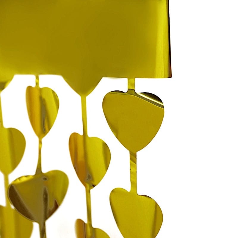 3 ft x 6.5 ft Metallic Heart Foil Tassels Fringe Backdrop Curtains