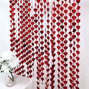 3 ft x 6.5 ft Metallic Heart Foil Tassels Fringe Backdrop Curtains