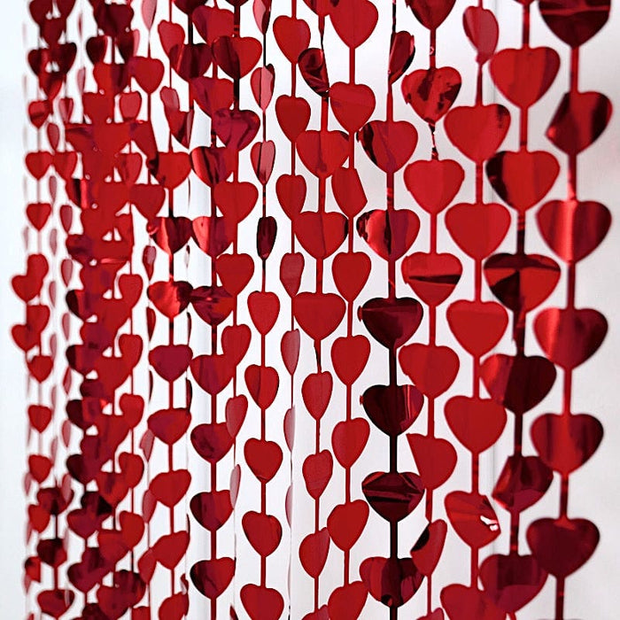 3 ft x 6.5 ft Metallic Heart Foil Tassels Fringe Backdrop Curtains
