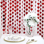 3 ft x 6.5 ft Metallic Heart Foil Tassels Fringe Backdrop Curtains