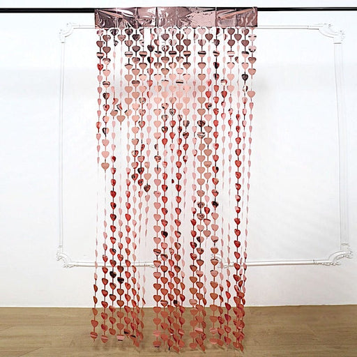 3 ft x 6.5 ft Metallic Heart Foil Tassels Fringe Backdrop Curtains CUR_PVC02_HRT_054