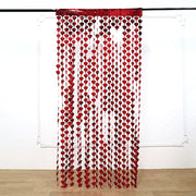 3 ft x 6.5 ft Metallic Heart Foil Tassels Fringe Backdrop Curtains CUR_PVC02_HRT_RED