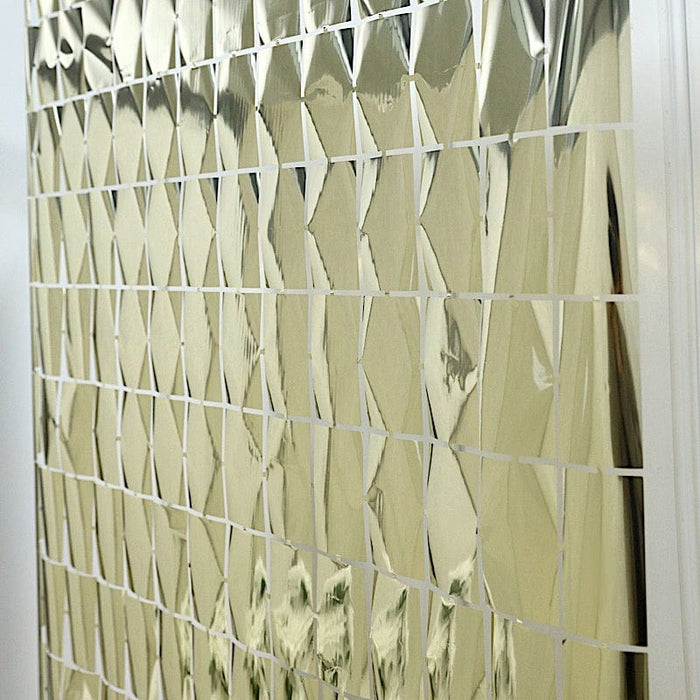 Silver Metallic Square Foil Fringe Backdrop Curtain 6.5 ft
