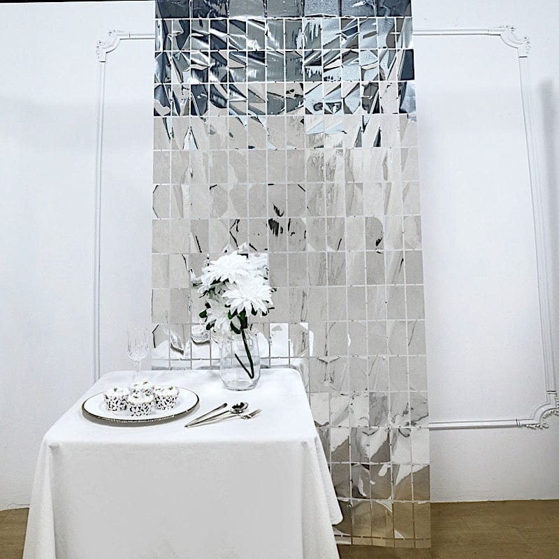 3 ft x 6.5 ft Metallic Rectangle Foil Tassels Fringe Backdrop Curtains