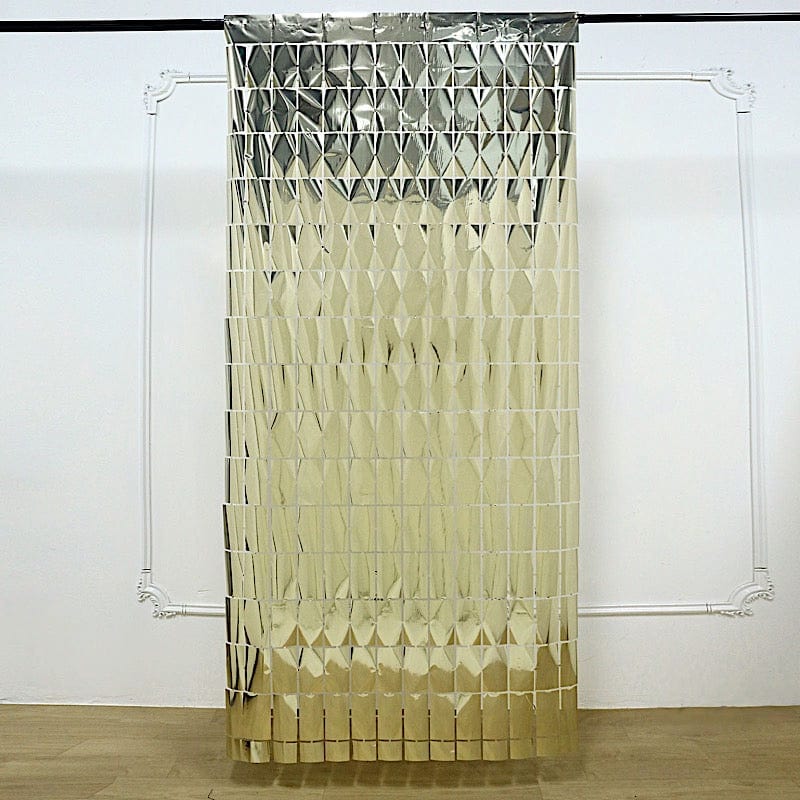 3 ft x 6.5 ft Metallic Rectangle Foil Tassels Fringe Backdrop Curtains CUR_PVC03_REC_CHMP