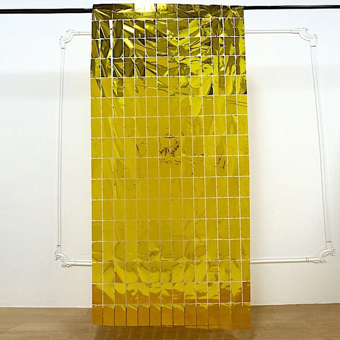 3 ft x 6.5 ft Metallic Rectangle Foil Tassels Fringe Backdrop Curtains CUR_PVC03_REC_GOLD
