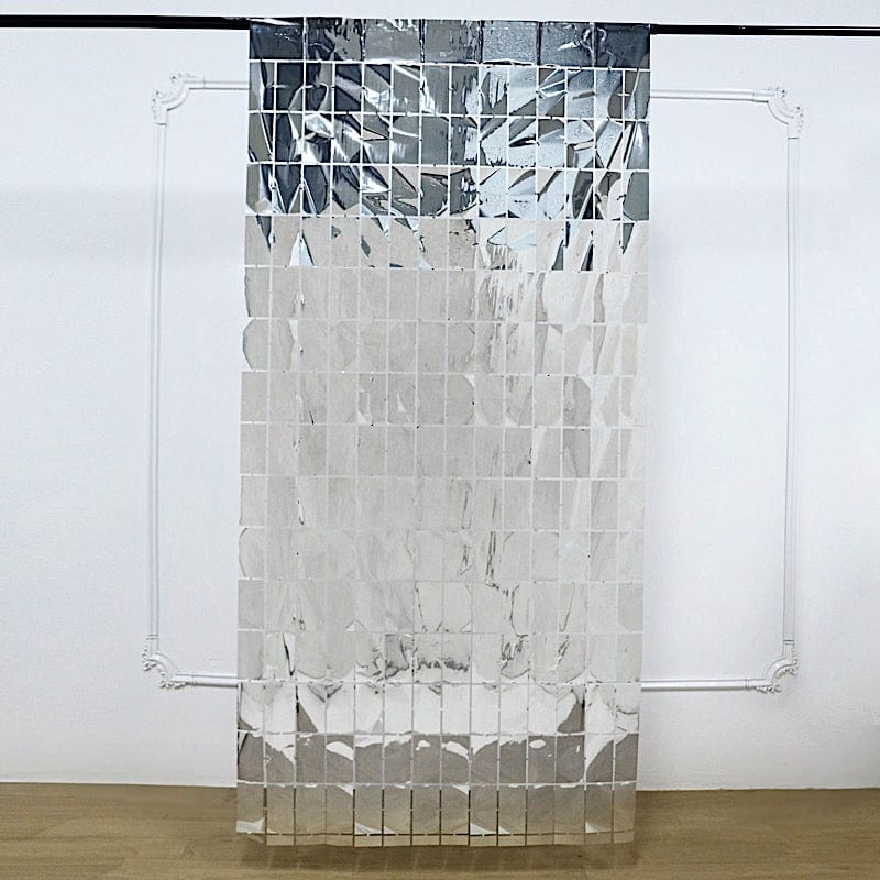 3 ft x 6.5 ft Metallic Rectangle Foil Tassels Fringe Backdrop Curtains CUR_PVC03_REC_SILV