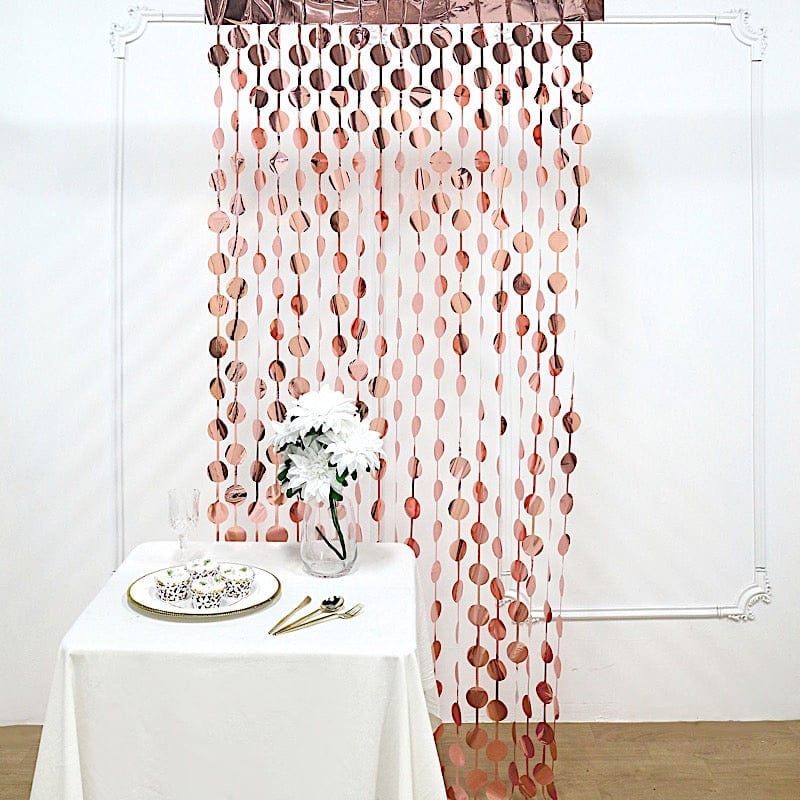 3 ft x 6.5 ft Metallic Round Foil Tassels Fringe Backdrop Curtains