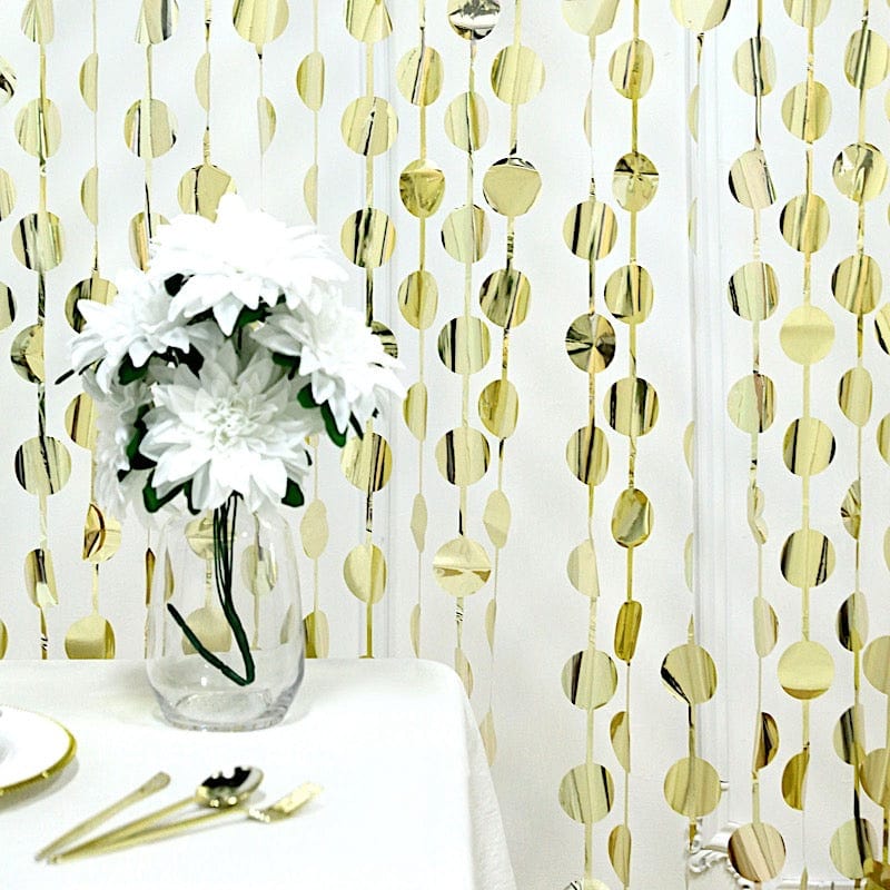 3 ft x 6.5 ft Metallic Round Foil Tassels Fringe Backdrop Curtains