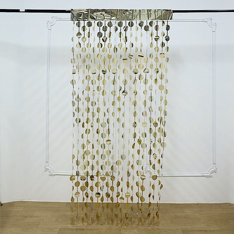 3 ft x 6.5 ft Metallic Round Foil Tassels Fringe Backdrop Curtains