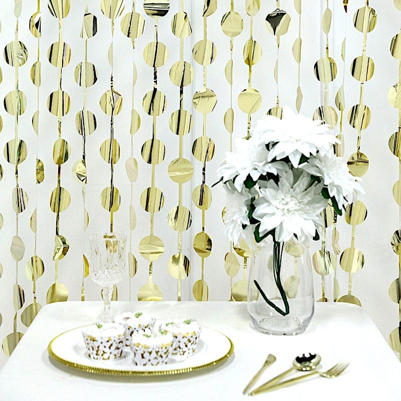 3 ft x 6.5 ft Metallic Round Foil Tassels Fringe Backdrop Curtains