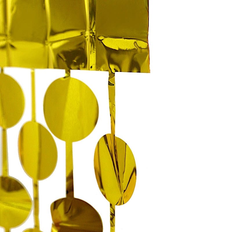 3 ft x 6.5 ft Metallic Round Foil Tassels Fringe Backdrop Curtains