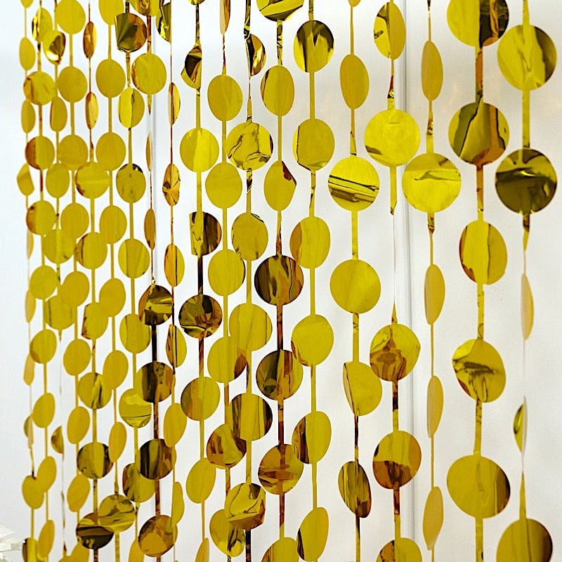 3 ft x 6.5 ft Metallic Round Foil Tassels Fringe Backdrop Curtains