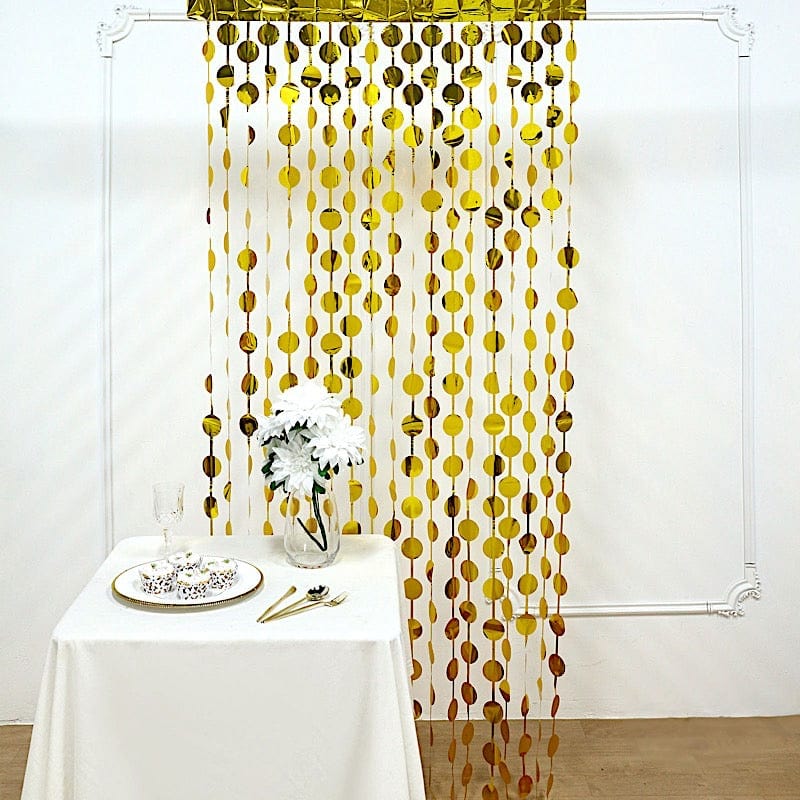 3 ft x 6.5 ft Metallic Round Foil Tassels Fringe Backdrop Curtains