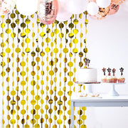 3 ft x 6.5 ft Metallic Round Foil Tassels Fringe Backdrop Curtains