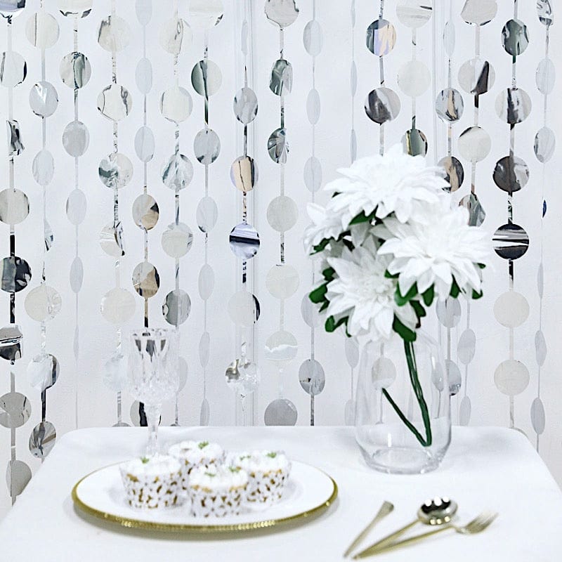 3 ft x 6.5 ft Metallic Round Foil Tassels Fringe Backdrop Curtains