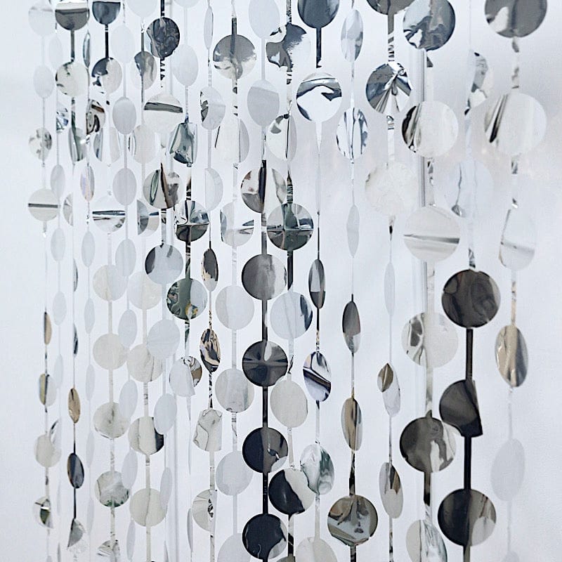 3 ft x 6.5 ft Metallic Round Foil Tassels Fringe Backdrop Curtains