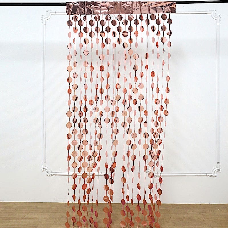 3 ft x 6.5 ft Metallic Round Foil Tassels Fringe Backdrop Curtains CUR_PVC02_RND_054