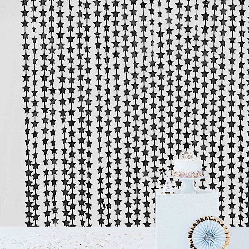 3 ft x 6.5 ft Metallic Star Foil Tassels Fringe Backdrop Curtains