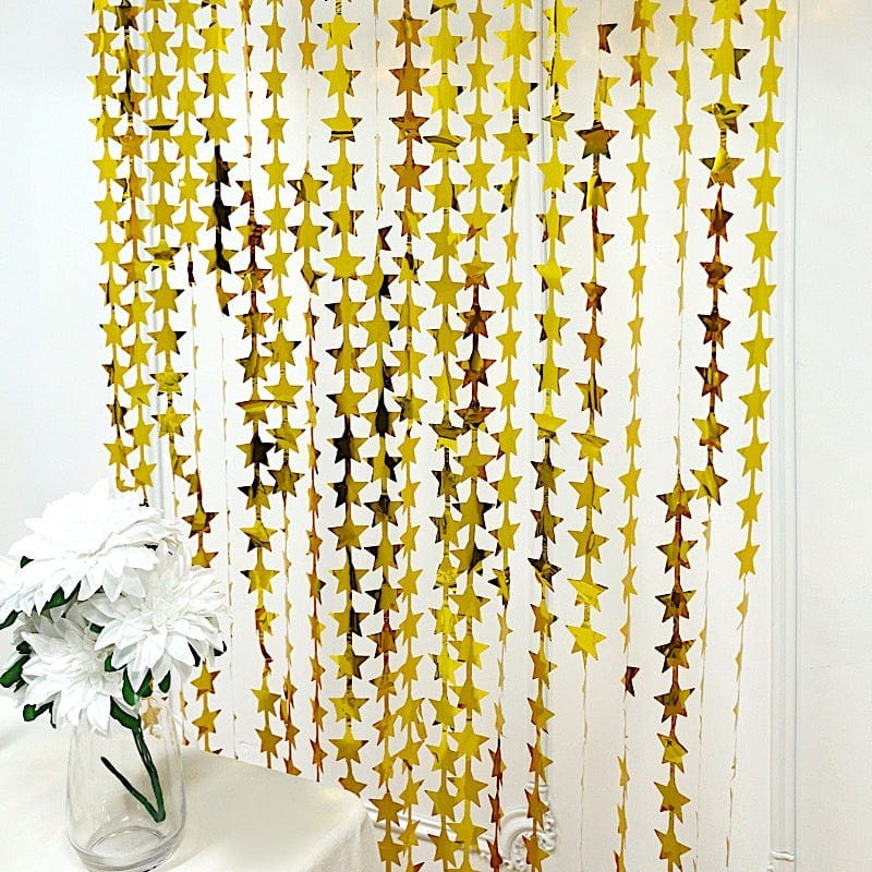 3 ft x 6.5 ft Metallic Star Foil Tassels Fringe Backdrop Curtains