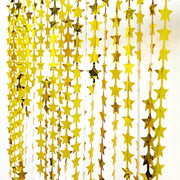 3 ft x 6.5 ft Metallic Star Foil Tassels Fringe Backdrop Curtains