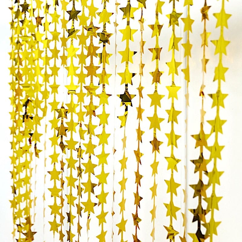 3 ft x 6.5 ft Metallic Star Foil Tassels Fringe Backdrop Curtains