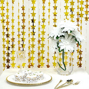 3 ft x 6.5 ft Metallic Star Foil Tassels Fringe Backdrop Curtains