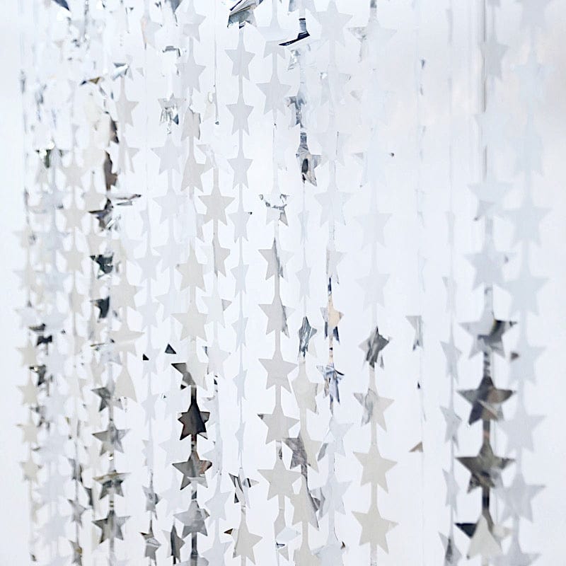 3 ft x 6.5 ft Metallic Star Foil Tassels Fringe Backdrop Curtains