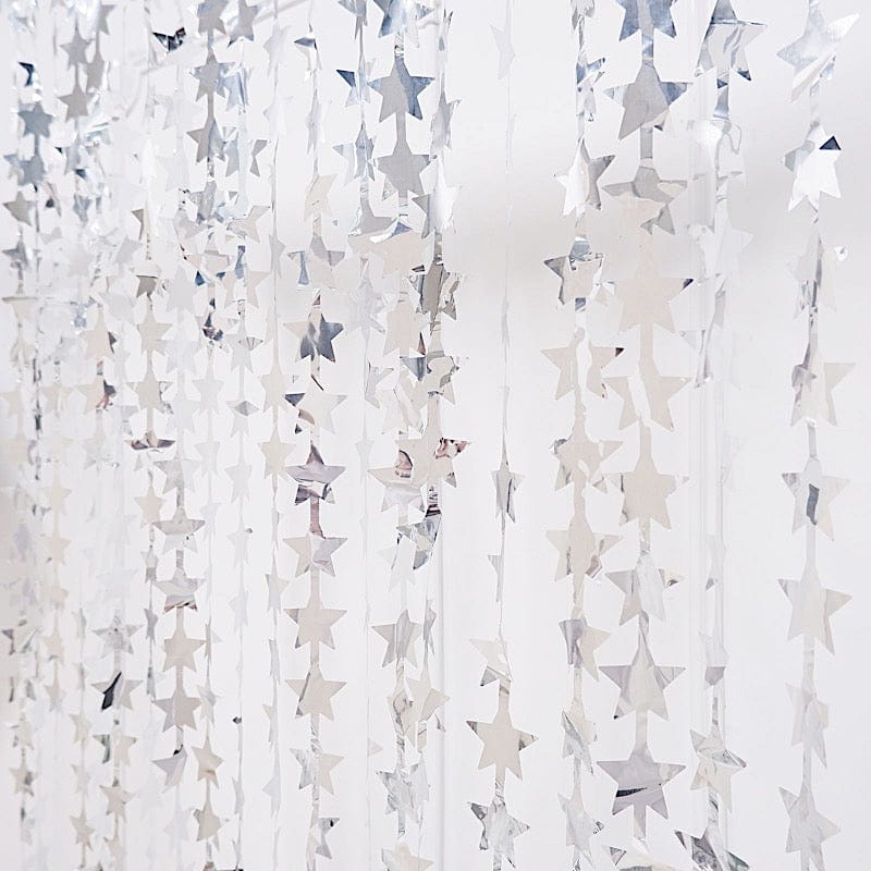 3 ft x 6.5 ft Metallic Star Foil Tassels Fringe Backdrop Curtains