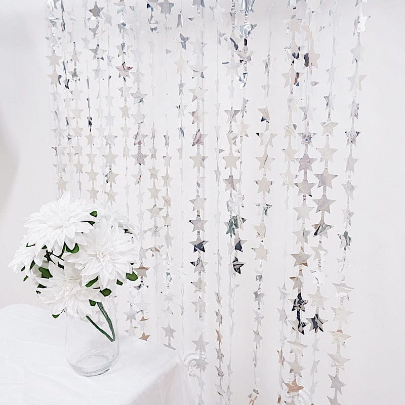 3 ft x 6.5 ft Metallic Star Foil Tassels Fringe Backdrop Curtains
