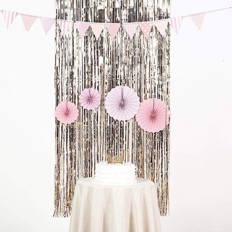 3 ft x 8 ft Sparkling Metallic Foil Fringe Curtain