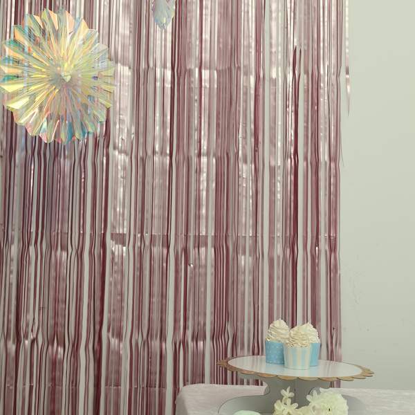 3 ft x 8 ft Sparkling Metallic Foil Fringe Curtain