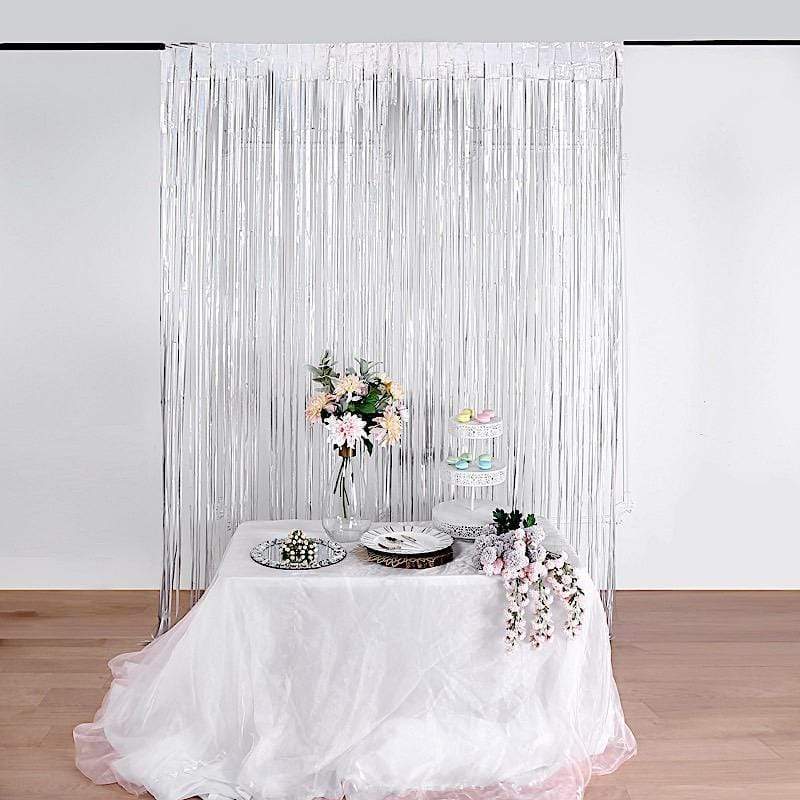 3 ft x 8 ft Sparkling Metallic Foil Fringe Curtain