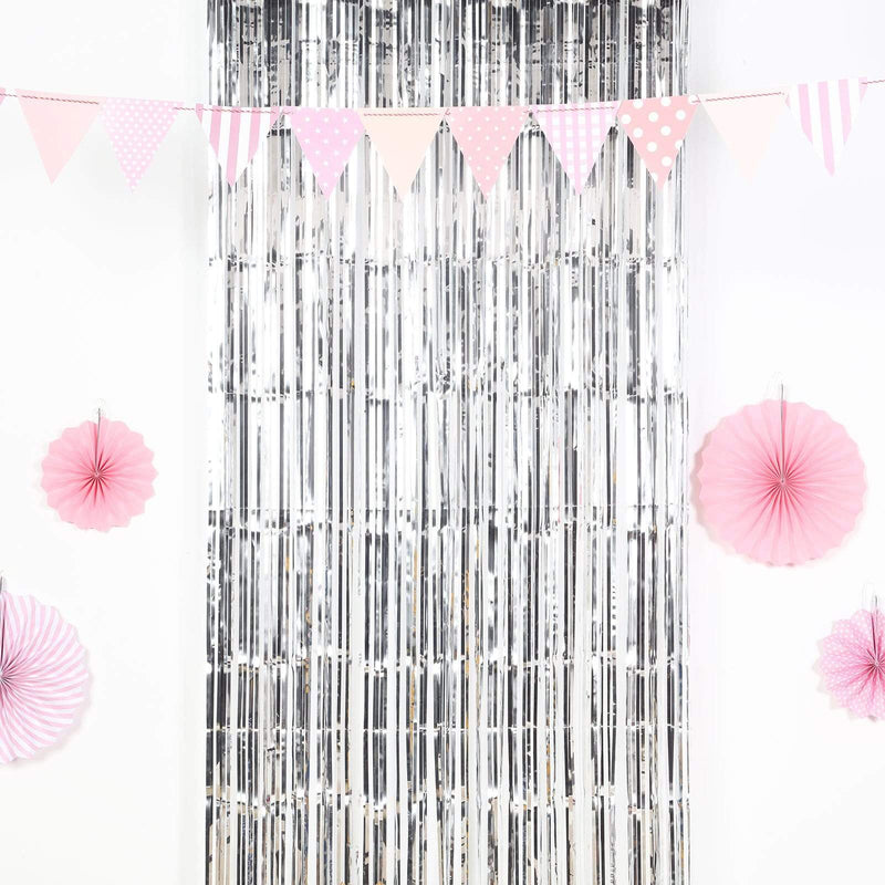3 ft x 8 ft Sparkling Metallic Foil Fringe Curtain